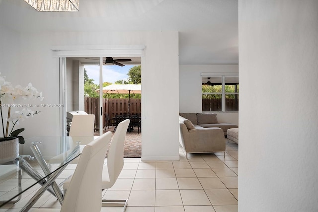 dining room featuring light tile patterned floors