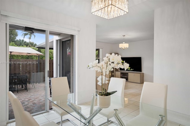 dining room featuring a notable chandelier