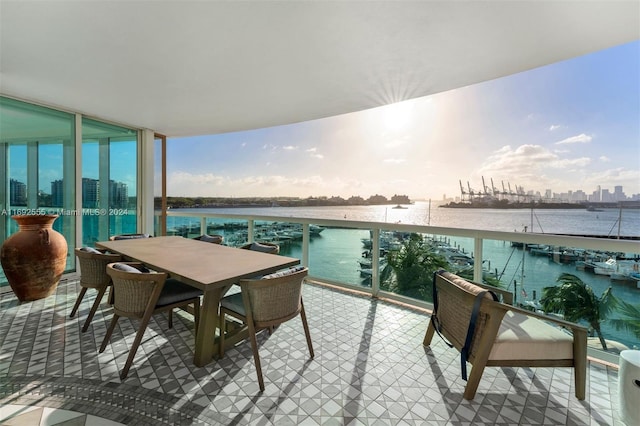 balcony with a water view