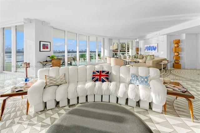 living room with floor to ceiling windows and a wealth of natural light