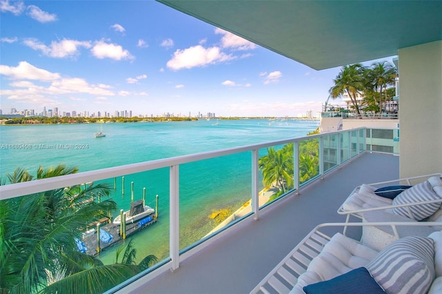 balcony with a water view