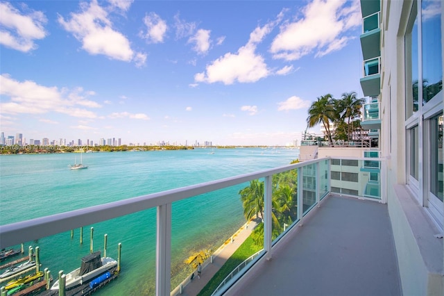 balcony with a water view