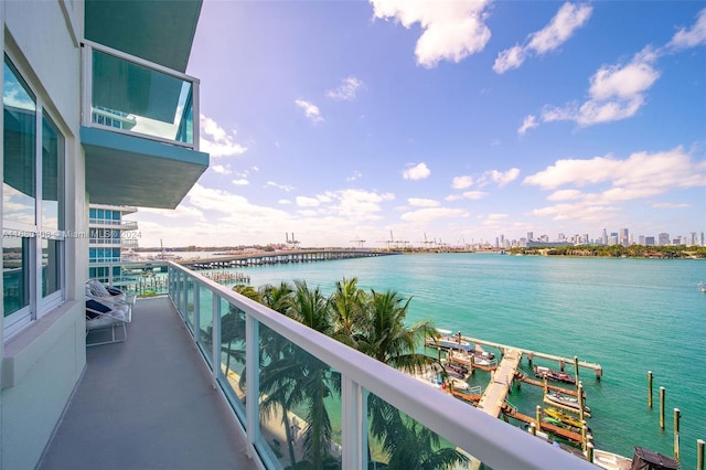 balcony with a water view