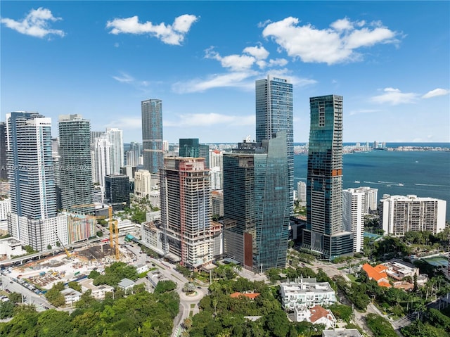 property's view of city with a water view