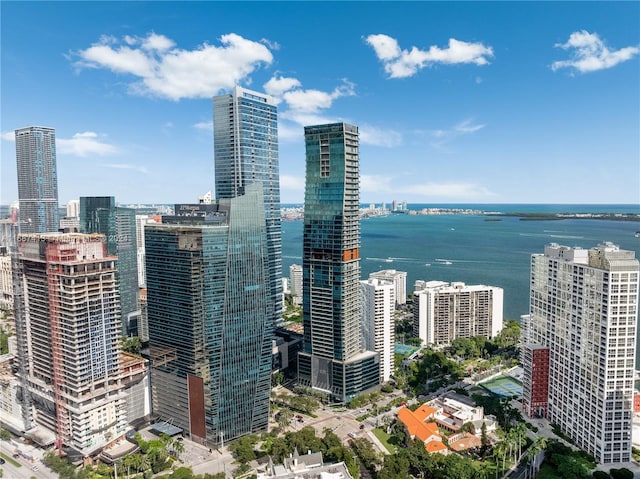 view of city with a water view