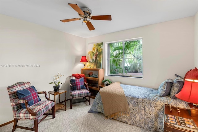 bedroom with carpet flooring and ceiling fan