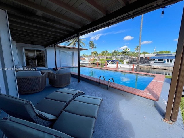exterior space with a dock