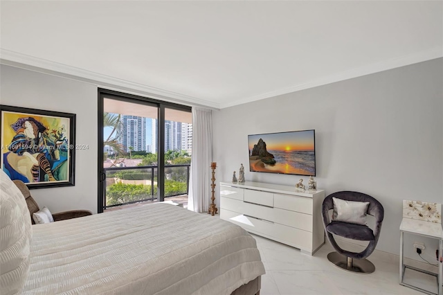 bedroom featuring crown molding