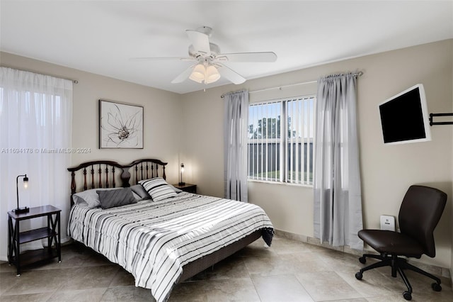 bedroom featuring ceiling fan