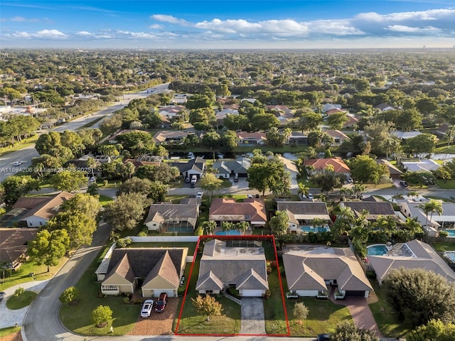 drone / aerial view with a residential view