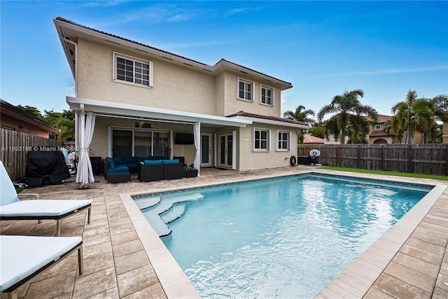 view of swimming pool featuring an outdoor hangout area and a patio