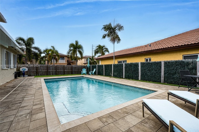 view of swimming pool featuring a patio area