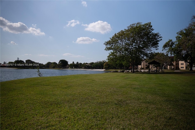 property view of water featuring a gazebo