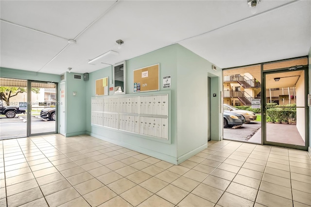 interior space with mail boxes