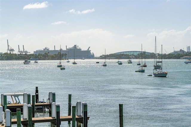 water view with a boat dock