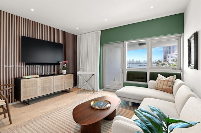 living room featuring light hardwood / wood-style flooring