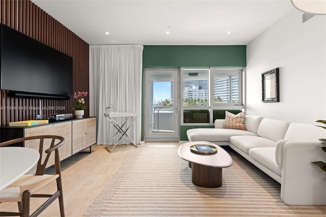 living room featuring light hardwood / wood-style floors