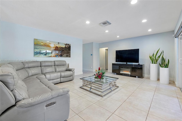 view of tiled living room