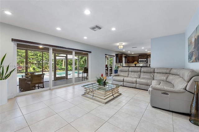 view of tiled living room