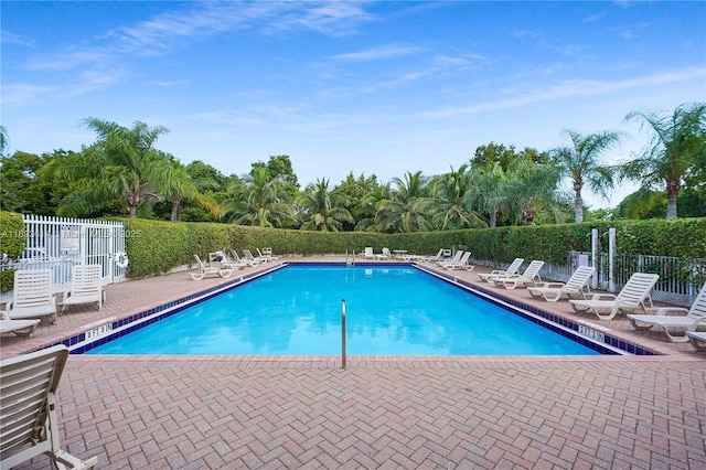 view of pool featuring a patio area