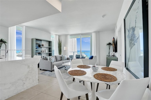 view of tiled dining space