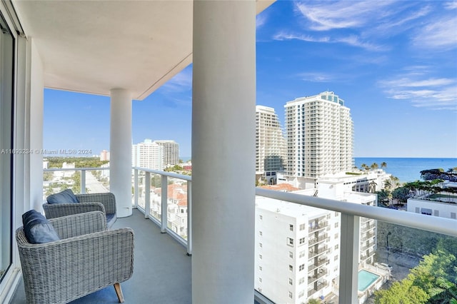 balcony with a water view