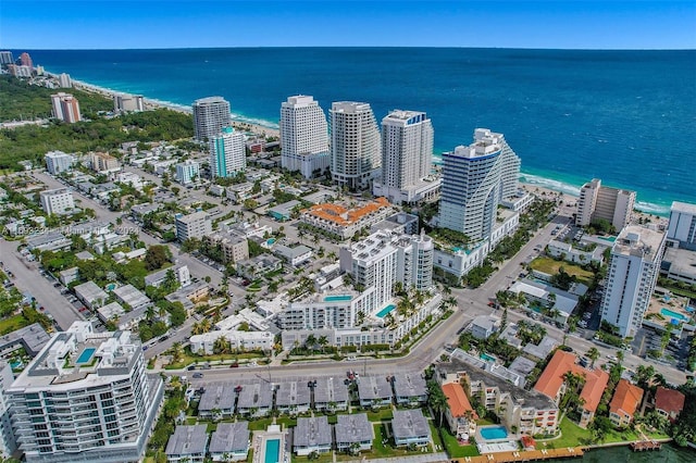 bird's eye view featuring a water view