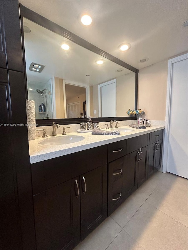 bathroom featuring vanity and tile patterned floors