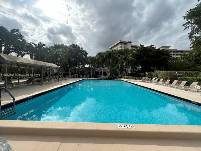 view of pool featuring a patio