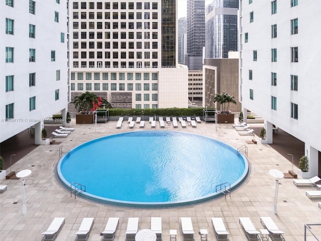 view of pool featuring a patio