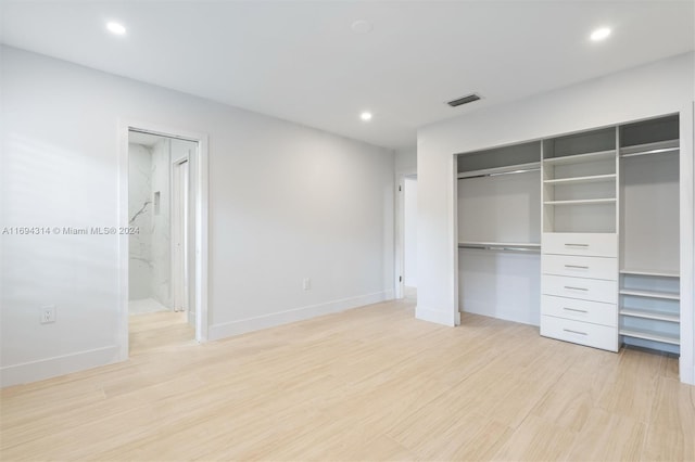 unfurnished bedroom featuring light hardwood / wood-style flooring