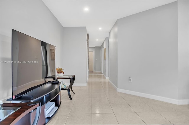 hallway with light tile patterned flooring