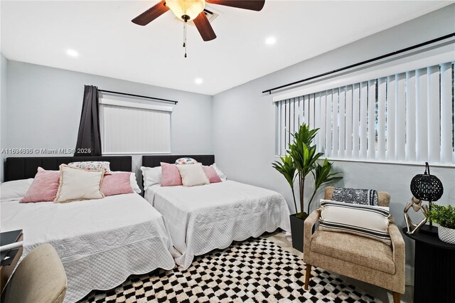 bedroom featuring ceiling fan