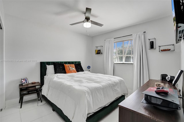 bedroom featuring ceiling fan