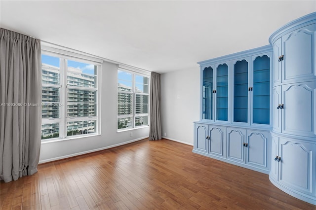 empty room with hardwood / wood-style floors and a wealth of natural light