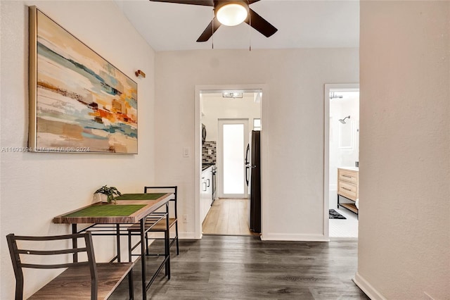 hall featuring dark hardwood / wood-style floors