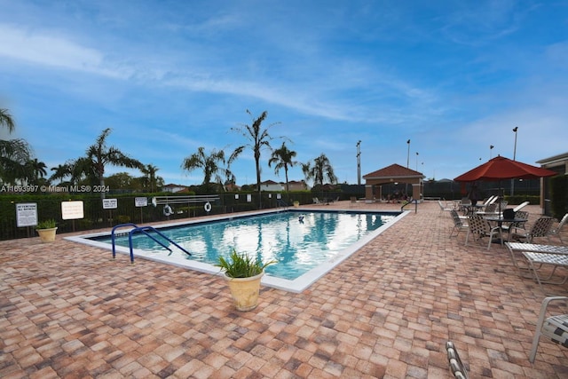 view of swimming pool with a patio