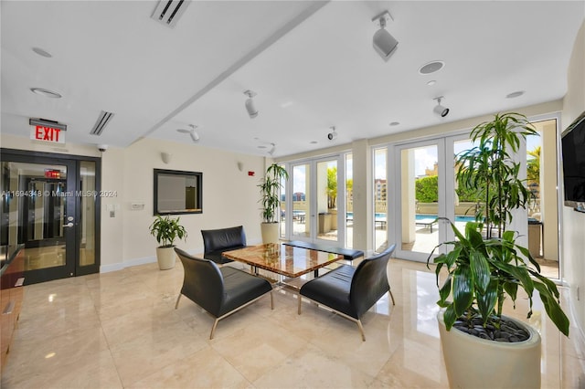 dining room with french doors