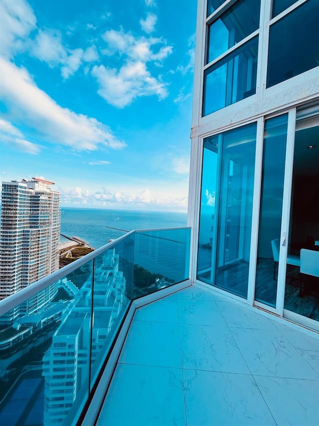 balcony with a water view