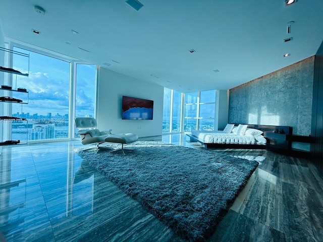 bedroom featuring expansive windows