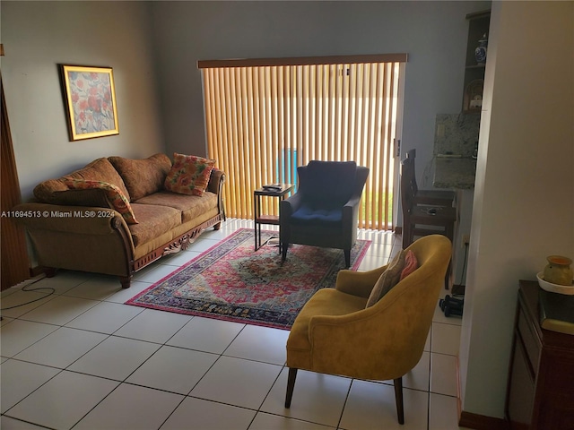 view of tiled living room