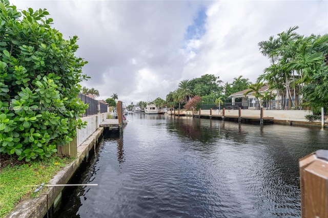 dock area featuring a water view