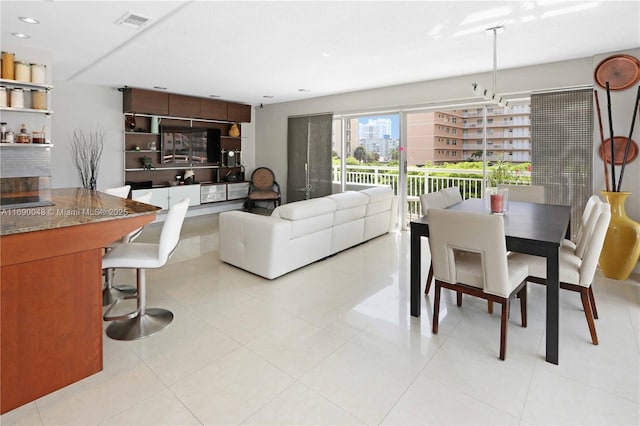 view of tiled dining area