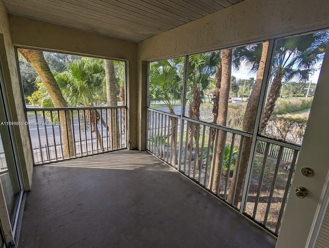 view of unfurnished sunroom