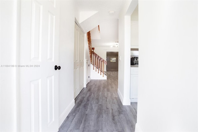 corridor featuring light wood-type flooring