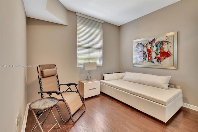 living area with dark wood-type flooring