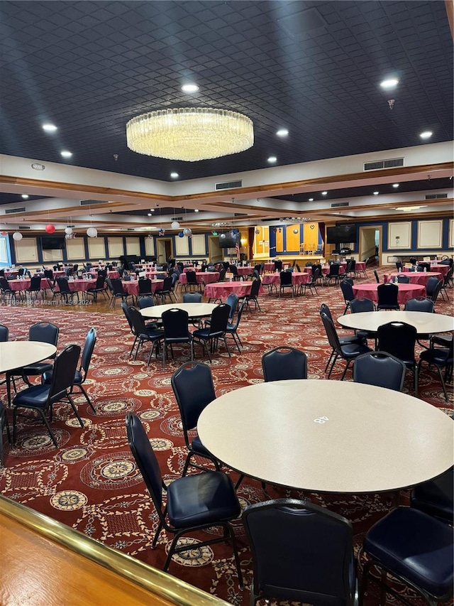 dining area featuring carpet floors