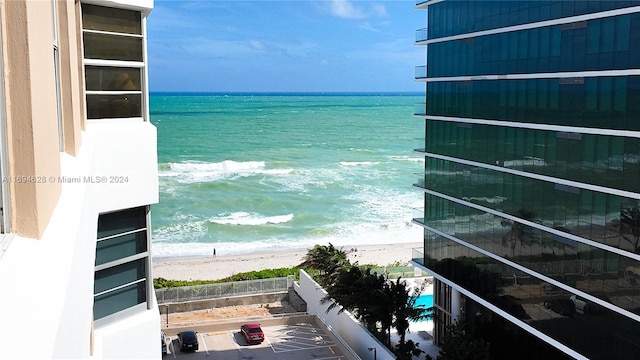 view of water feature with a view of the beach