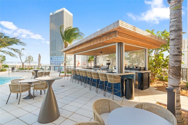 view of patio / terrace featuring a bar