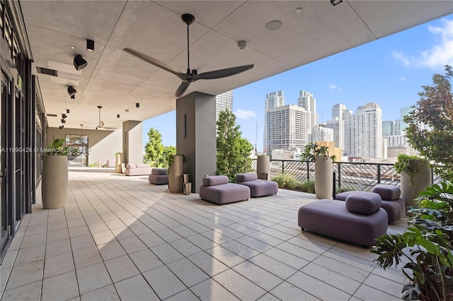 view of patio with ceiling fan